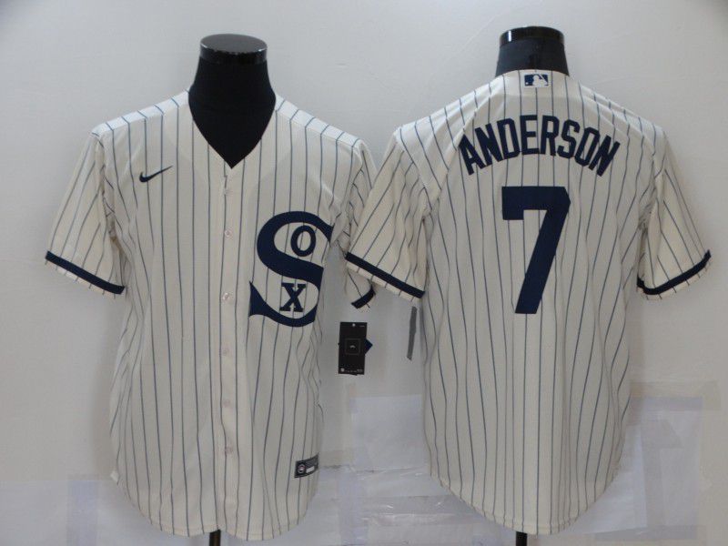 Men Chicago White Sox #7 Anderson Cream stripe Dream version Game Nike 2021 MLB Jersey->chicago white sox->MLB Jersey